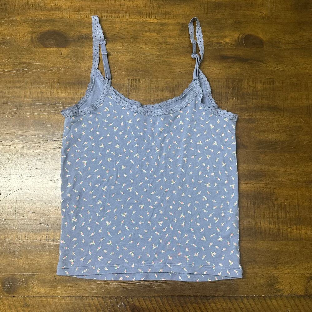 Victoria’s Secret PINK Y2K Baby Tank Blue Floral Cotton Cami M - Picture 6 of 6